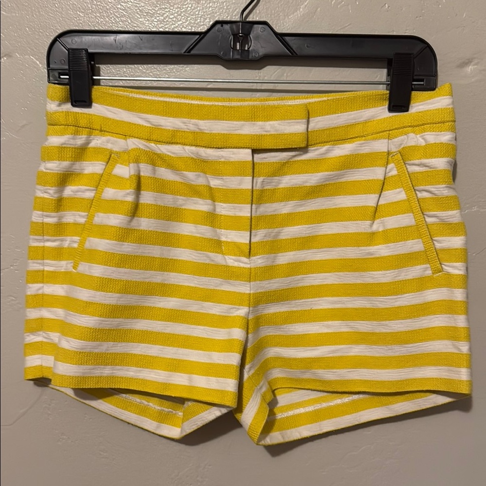 J. Crew Yellow and White Striped Women's Shorts Size 2